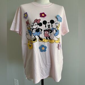 Disney Pink Short Sleeve Tees with Mickey Mouse Designs